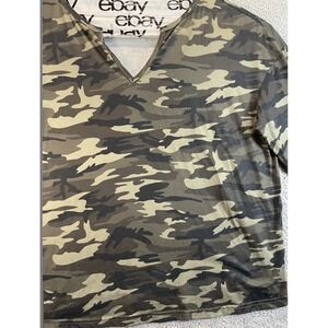 SHEIN Women's Camo V Neck 3/4 Sleeve‎ Top XL